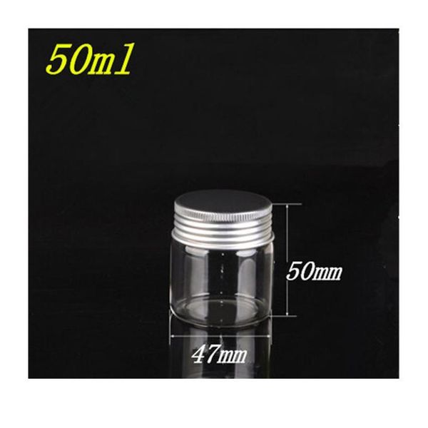 

47*50*34mm 50ml glass bottles aluminium cap empty transparent clear liquid gift candy container wishing bottles jars bbydrj