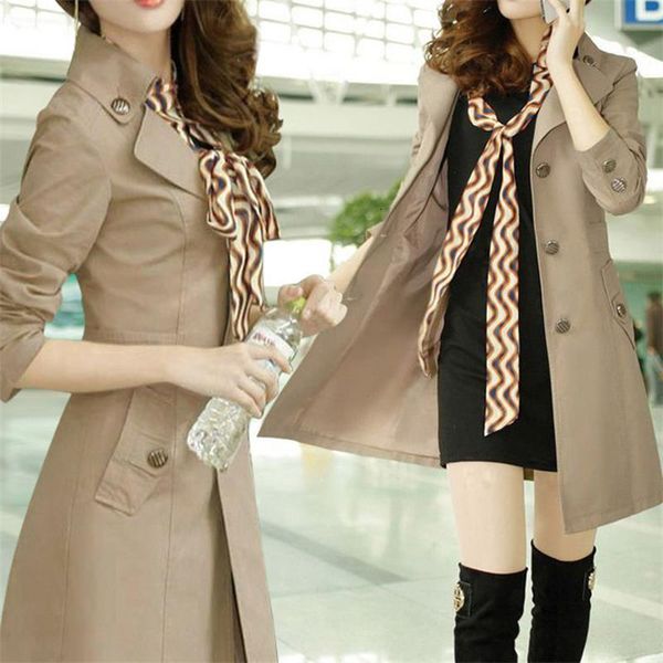 

fashion 2019 women's spring new temperament coat autumn ladies long sleeves slim wild windbreaker jacket women trend, Tan;black