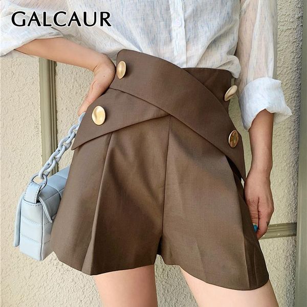 

galcaur minimalist cross shorts для женщин высокая талия большой размер повседневная свободные широкие шорты ноги женщина 2020 летняя мода н, White;black