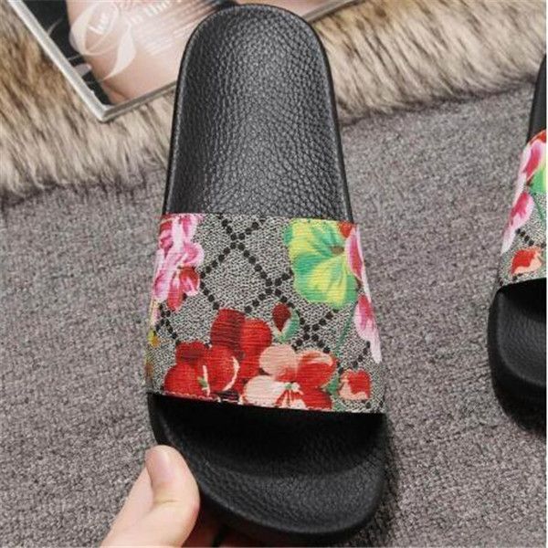 

men women slide sandals designer shoes luxury slide summer fashion wide flat slippery with thick sandals slipper flip flops size 35-44, Black