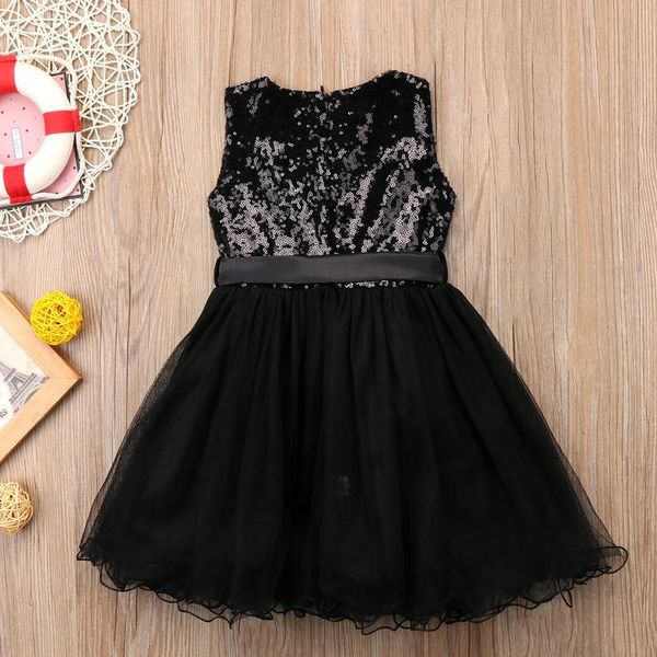 

black sequins princess girls dress kid baby girl tulle wedding evening party dresses child prom dress new year costumes sqcvkd