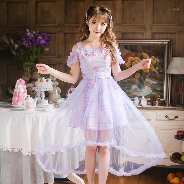 

princess sweet lolita dress candy rain japanese style summer condole belt chiffon princess refreshing net yarn dress c22ab61041, Black;gray