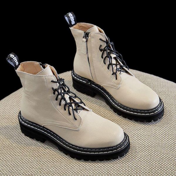 

winter leather and cashmere boots boots women new korean version of all-match women's thin shoes, Black