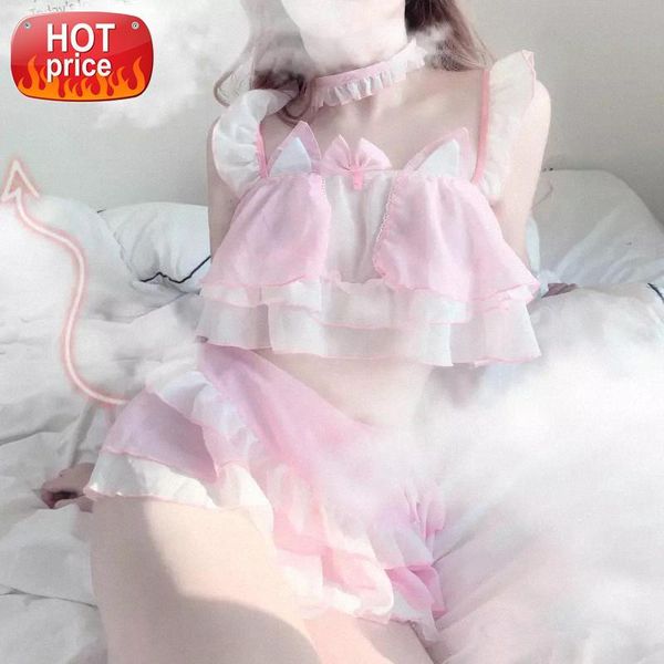 

lolita cute cat girl maid uniform transparent lingerie schoolgirl womens devil cosplay costumes anime underwear outfit new #p232, Black;white