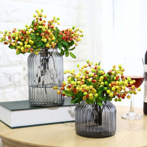 

decorative flowers & wreaths artificial berry pine cone red fruit for christmas decoration simulation flower home balcony plants