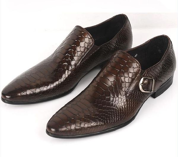 

large size eur45 serpentine social shoes mens business shoes genuine leather prom dress male wedding, Black