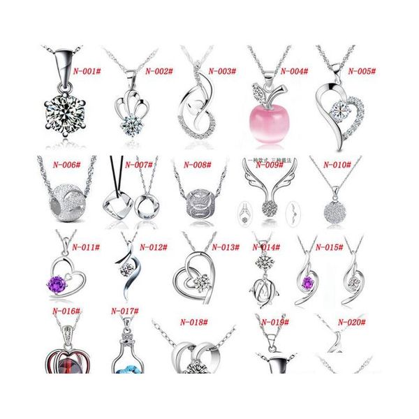 

mxza 925 sterling silver pendant necklace wedding crystal jewelry set with white gold plating different styles mix order fashion sprs9