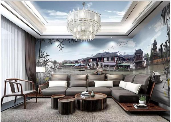 

3d wallpaper custom p mural chinese style classical architectural landscape home decor living room wallpaper for walls 3 d