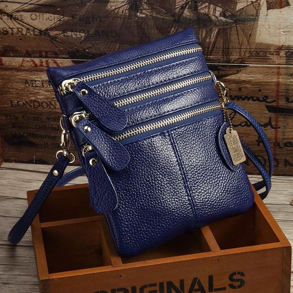 

genuine leather small shoulder bags female leather bags three zipper women messenger women clutch new 2020
