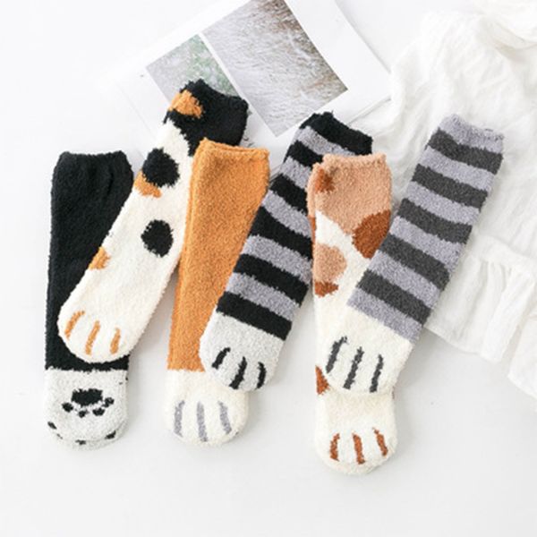 

cotton socks winter funny print cat paw warm socks kawaii cute casual happy fashion designer socks for men women, Black;white