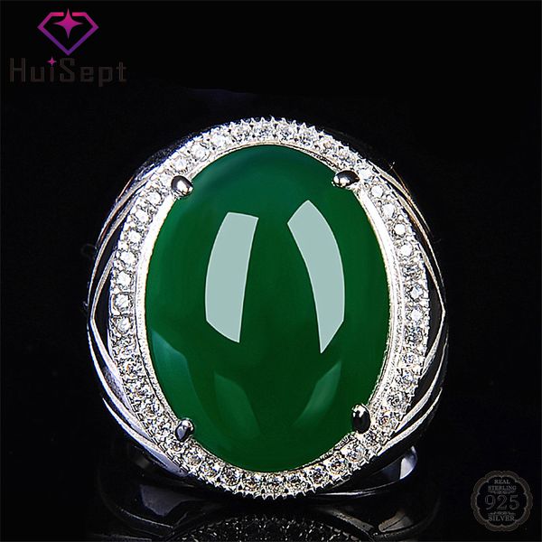 

huisept vintage 925 silver ring jewelry for women men oval shaped emerald zircon gemstone rings ornament wedding party wholesale, Golden;silver