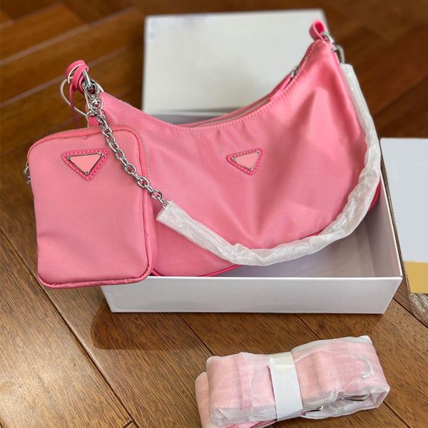 

women shoulder bag handbag purse crossbody bags fashion nylon chain removable embroidered letter three piece set with wallet plain quality