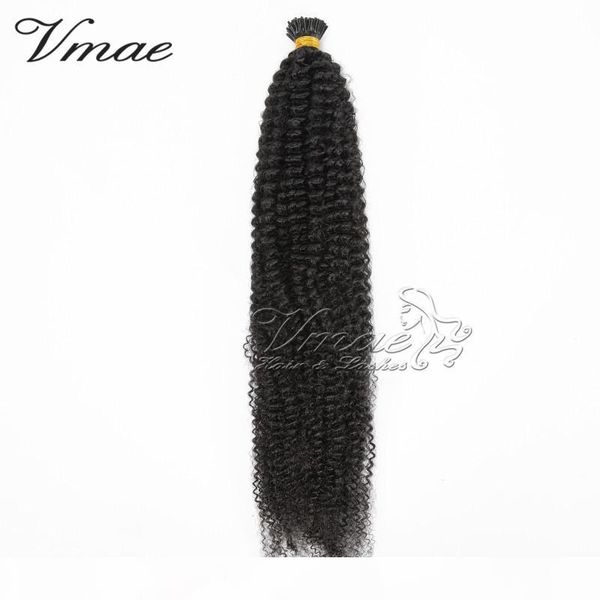 

vmae cuticle aligned indian raw virgin pre bonded human hair keratin stick prebonded 4a afro kinky curly i tip extensions, Black