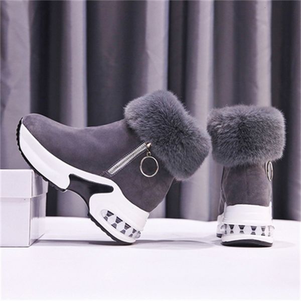 

new leather 2021 winter snow boots of high heels i9s2, Black