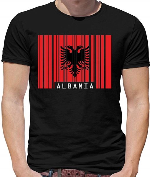 

dressdown albania barcode style flag - mens crewneck t-shirt - 7 colours sport hooded sweatshirt hoodie