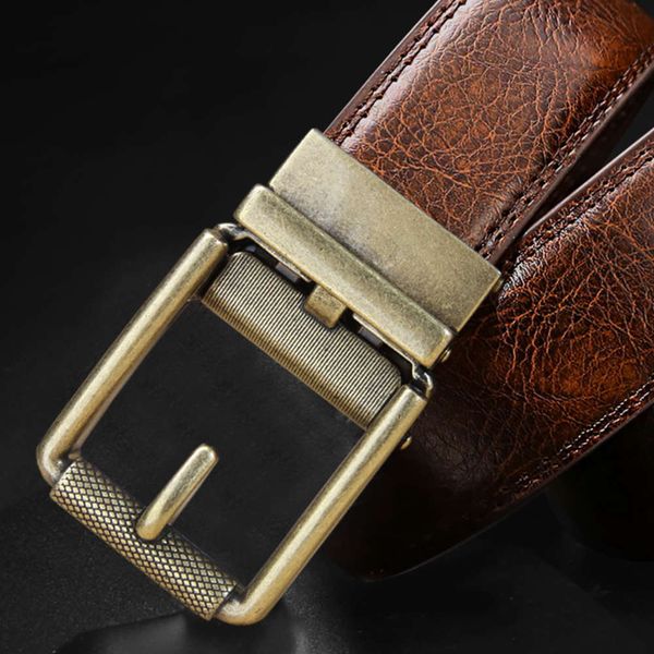 

net red leather automatic buckle brown men's korean fashion young people versatile casual pants belt, Black;brown