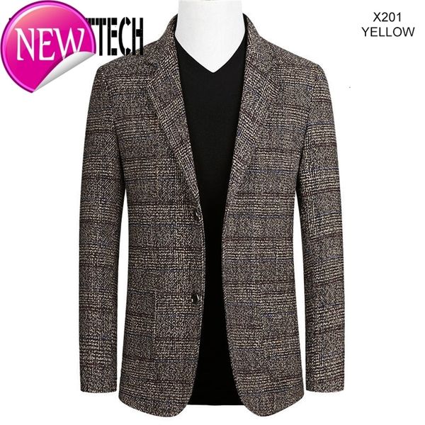 

brand plaid blazer for men spring autumn british stylish slim fit male blazer suit jacket business casual man blazer, Black