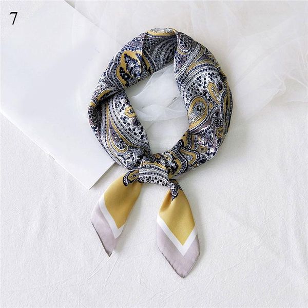

square silk scarf women fashion 70*70cm small satin kerchief cashew print head neck scarves bandana shawl 2020 female foulard sqcfin, Black