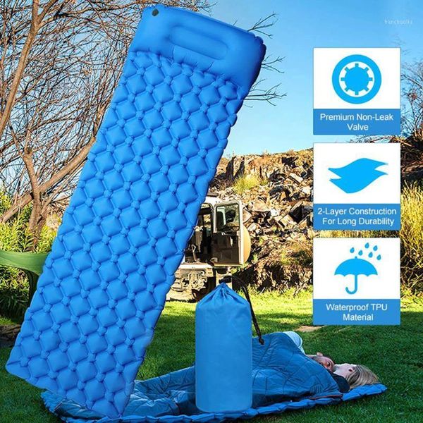 

sleeping bags lightweight folding waterproof portable single pad inflatable hikiing camping air mattress tent rhombus mat x249d1