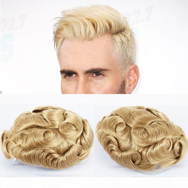 

men's toupee 6inches hairpieces 100% european remy human hair replacement system hair pieces for men swiss lace hair men, Black