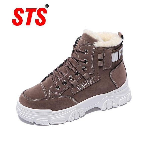 

boots sts women shoes winter lady warm fur casual slip-on fashion sneaker zapatillas mujer with, Black