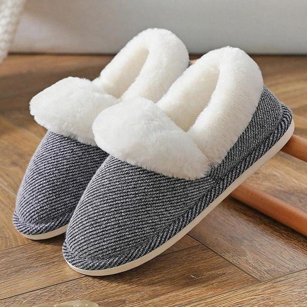 

winter warm cotton slippers female thick faux fur velvet indoor home women slippers warm couple shoes man fashion footwear #sm5l, Black