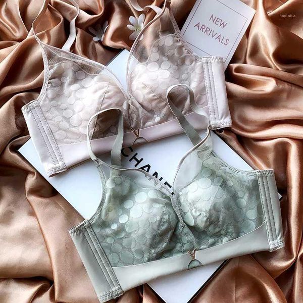 

wriufred \fashionable breathable seamless bra lace no steel rings underwear adjustable bra anti-sagging gathering lingere1, Red;black