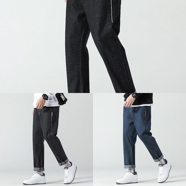 

новые мужские осень зима стиль straightloosepersonalized handsomeins моде джинсы бренда и джинсы корейский моды широкие ноги n4muq, Blue