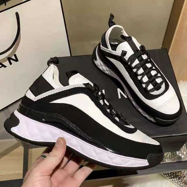 

2022 fashion casual sport shoes women spring summer chunky sneakers classic with box platform sneakers low-luxur, Black