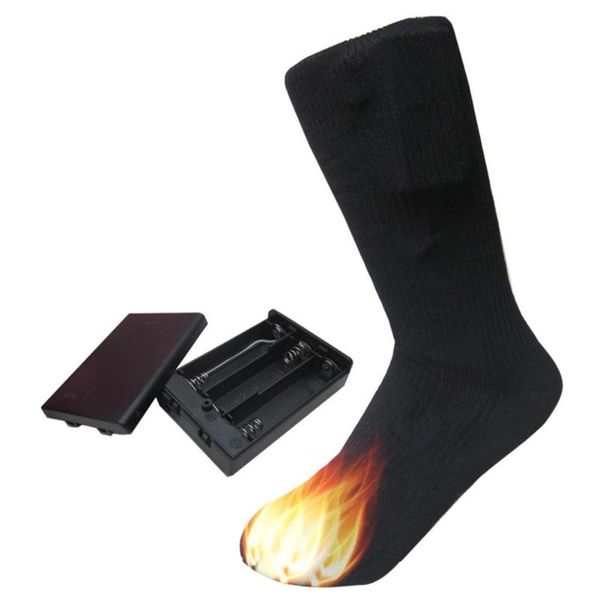 

sports socks 4.5v cotton heated sockings dual-layer warm heating winter foot warmers electric thermal for outdoor skiing hiking, Black