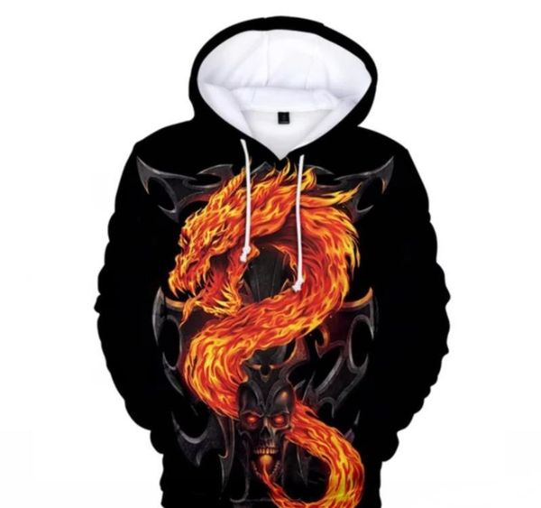 

creative hoodie anime fairy dragon hoodies sweatshirts men boys steetwear kids oversize 3d dragon men's clothing, Black