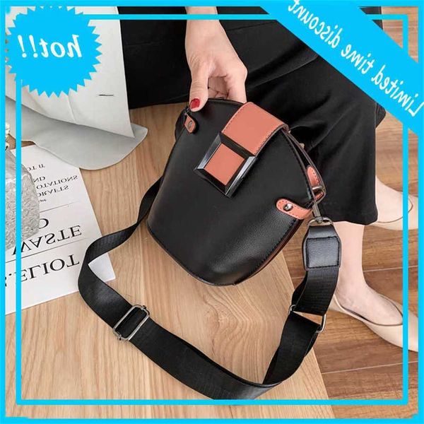 

fashion wide strap solid bucket bag women crossbody 2020 new ladies shoulder messenger bags female purses casual totes yalk