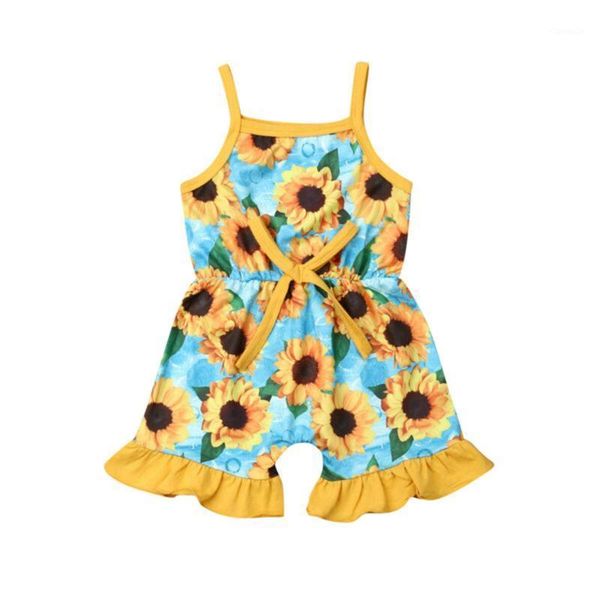 

jumpsuits toddler kid baby girl cotton sleeveless sunflower overalls clothes sling romper jumpsuit holiday outfit summer1, Blue