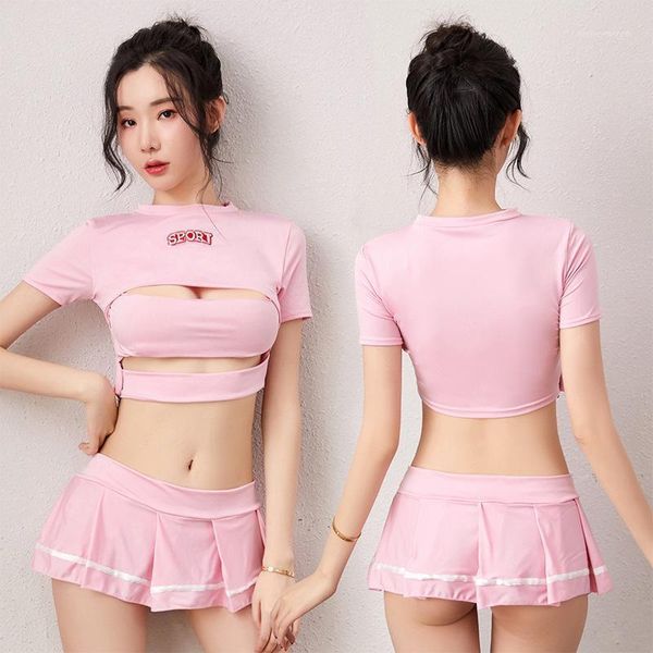 

ignorant crunch lingerie women's short skirt student uniform uniform temptation wrap-around cheerleading clothing perf1, Red;black