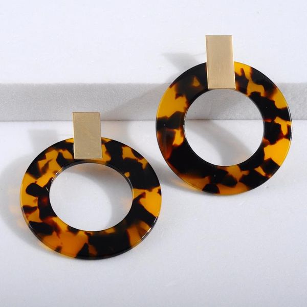 

dangle & chandelier fashion acrylic tortoiseshell earrings for women round leopard female ear jewelry boucle d'oreille femme 2021 whole, Silver