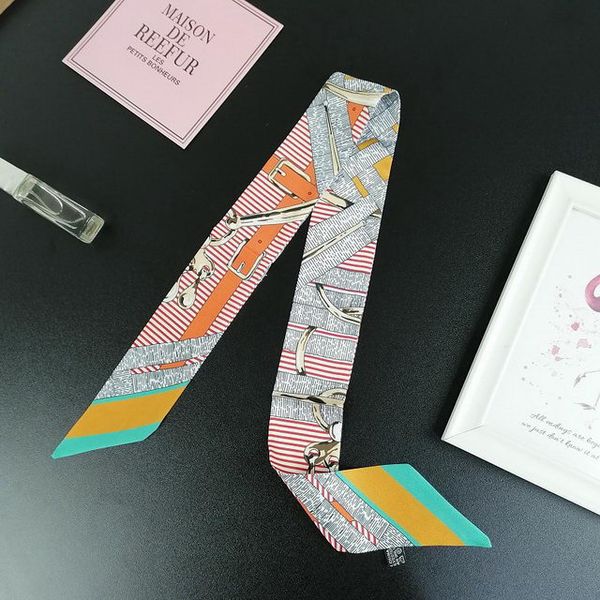 

small silk scarf letters letter headband scarrves & wraps for bags women female ribbon neck belt hair bands scarf, Blue;gray