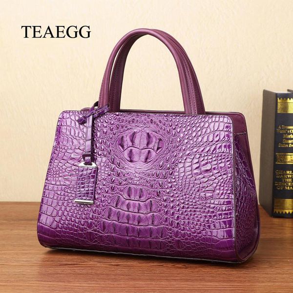 

teaegg women cow leather alligator embossed handbag lady single shoulder bag crossbody bag