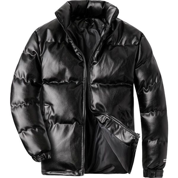 

men's down & parkas (m-3xl) men korean version thick standing collar cotton padded jacket winter warm leather coat male trend overcoat, Black