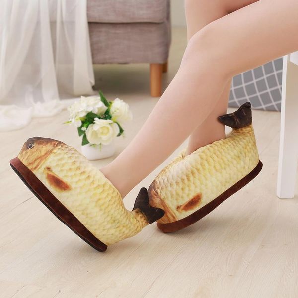 

fish heeled slippers stuffed lifelike animals aquatic crucia fishes shoes indoor floor dot cloth sole gift for men wmtjse