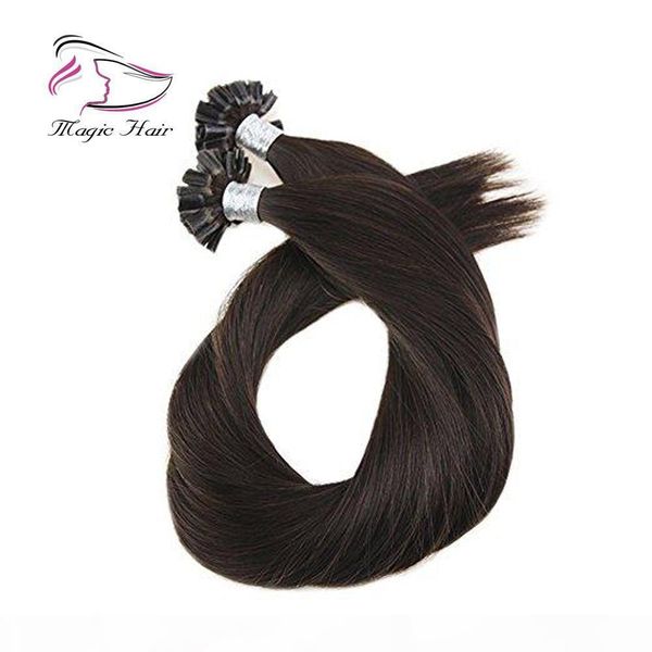 

evermagic selling u tip keratin remy brazilian human hair extension darkest brown 2#color, Black