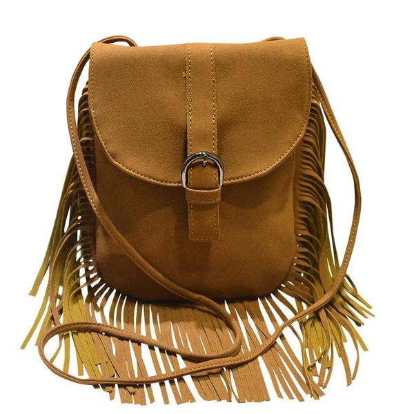 

tide scrub belt buckle fringe shoulder messenger bag fashion women tassel handbag