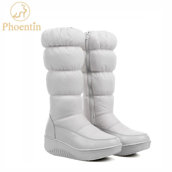 

phoentin white snow boots women with zip 2020 down boots mid calf russia winter platform woman shoes large size footwear ft571, Black