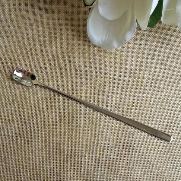 

stainless steel 170mm long handled coffee spoons mixing spoons cold drink fruit ice cream dessert spoon candle wax dig spoon1