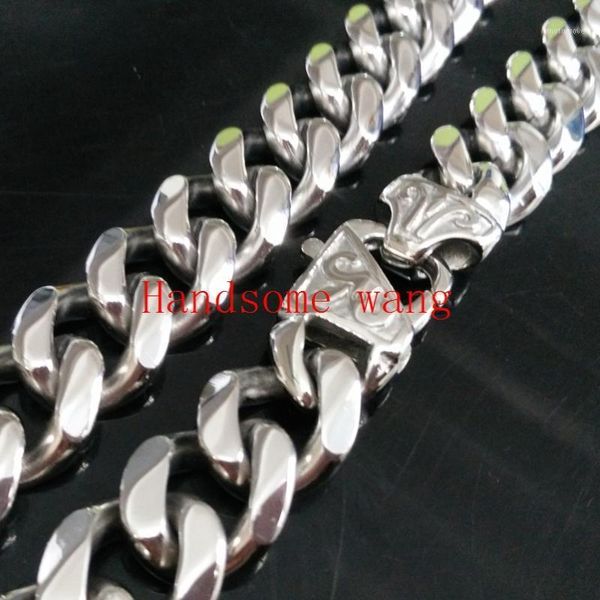 

chains 15mm width 316 stainless steel silver color cuba link nacklace/bracelet chain for mens jewelry 7-40inch custom sizes1