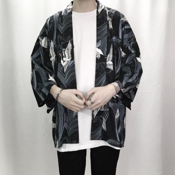 

summer sunscreen shirt retro hanfu men's thin coat1, White;black