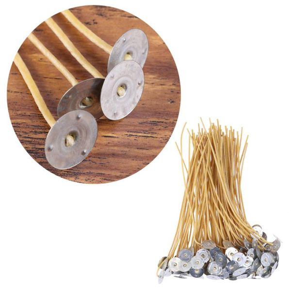 

100pcs twine beeswax organic candle wicks low smoke pre-waxed natural beeswax tabbed lato candle wicks for lighting ma, Black;white