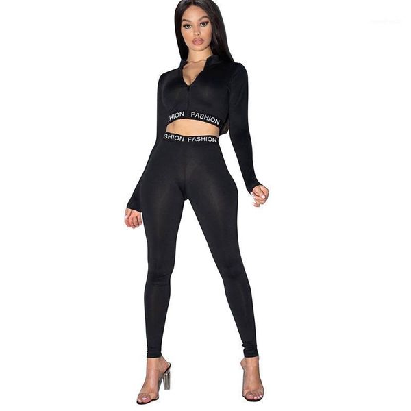 

yoga outfits seamless suit letter print long sleeve zipper crop leggings two piece set workout push up jogging training sports suit1, White;red