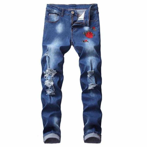 

jeans print man robin white new design men true jean hip hop clothing ripped, Blue