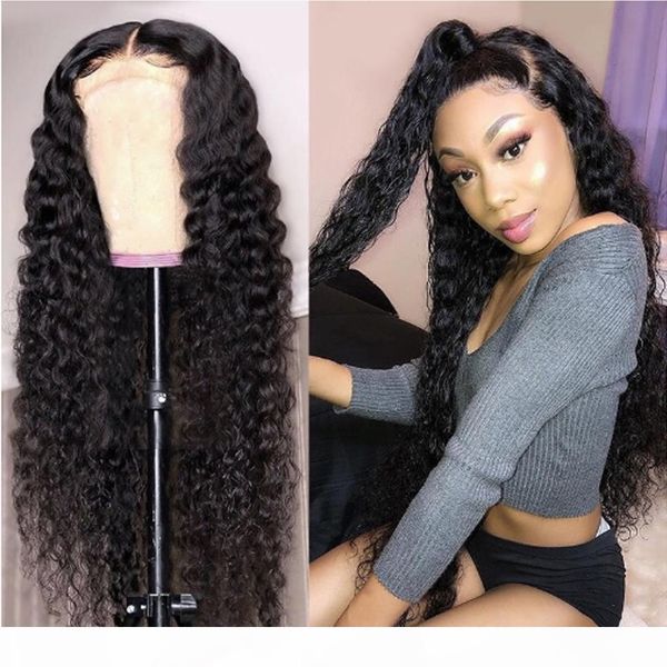 

kinky curly human hair wig 4x4 closure wig mongolian jerry curl wig 13x4 lace front human hair wigs deep curly 150% density, Black