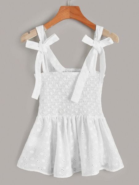 

knot shoulder shirred ruffle hem schiffy cami c0mz#, White